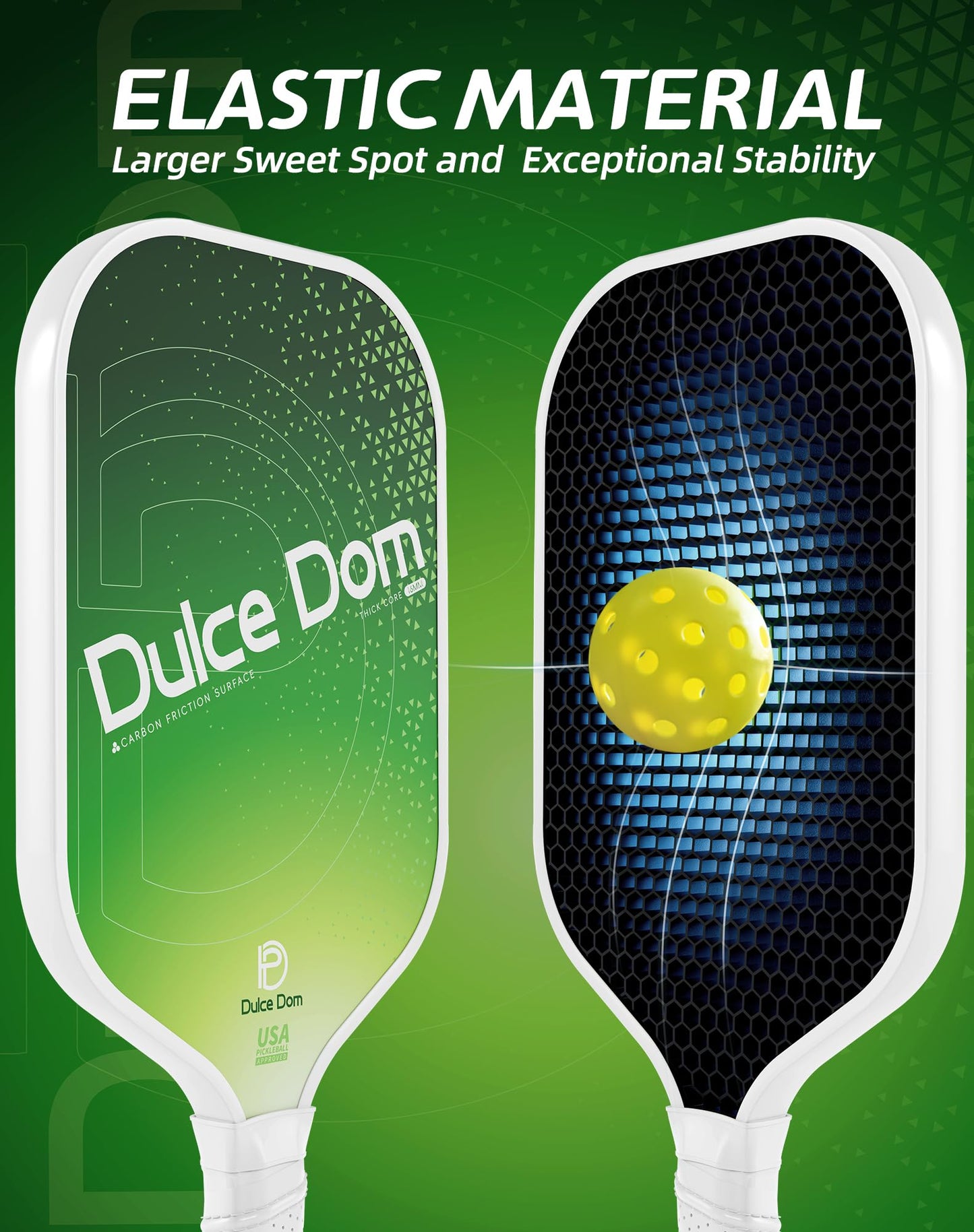 DULCE DOM Pickleball Paddles Set of 2/4 - USAPA Approved, Fiberglass/Carbon Fiber Pickleball Racket with 4 Indoor Outdoor Pickleball Balls and Pickleball Bag, Ideal Pickleball Training Equipment