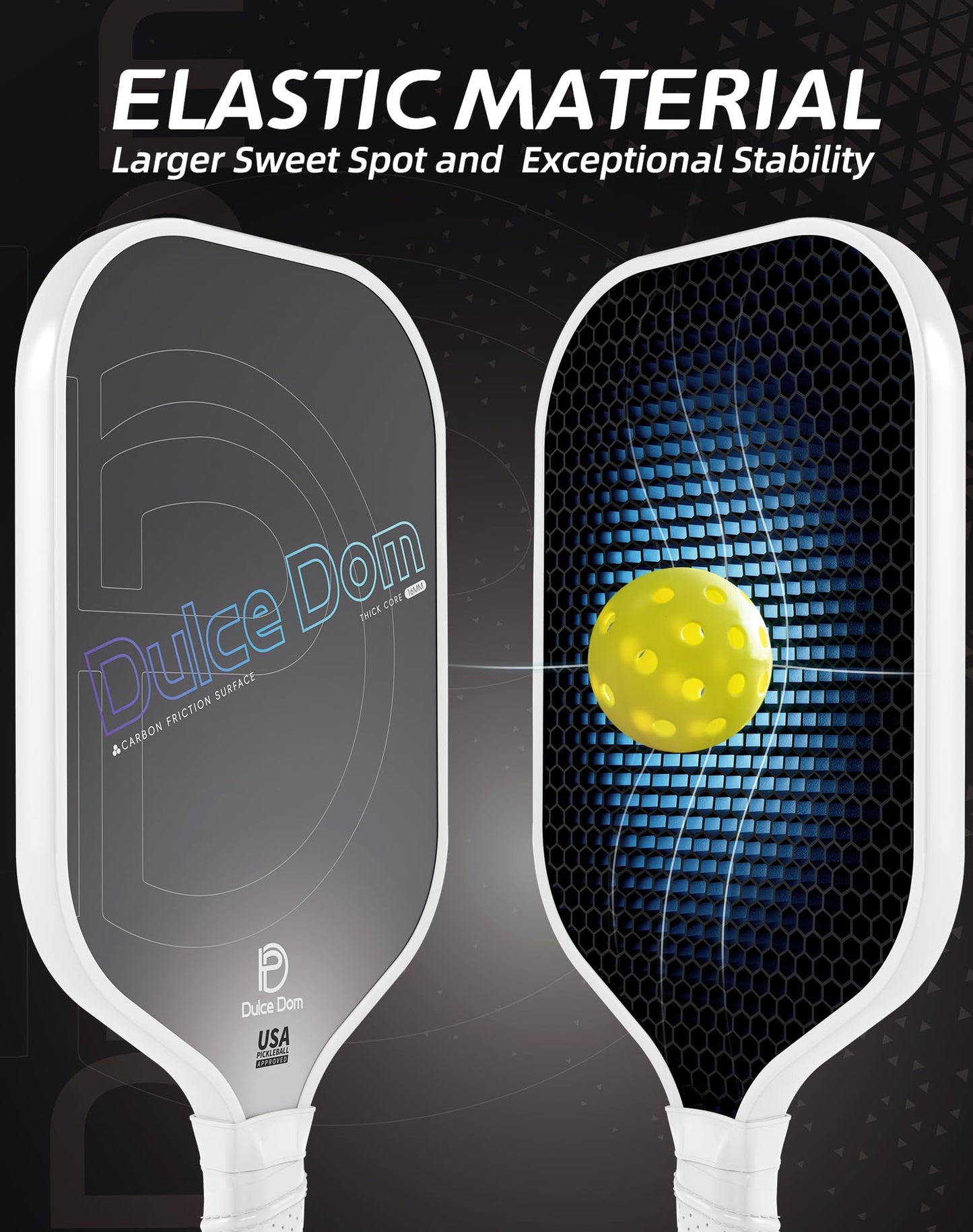 DULCE DOM Pickleball Paddles Set of 2/4 - USAPA Approved, Fiberglass/Carbon Fiber Pickleball Racket with 4 Indoor Outdoor Pickleball Balls and Pickleball Bag, Ideal Pickleball Training Equipment