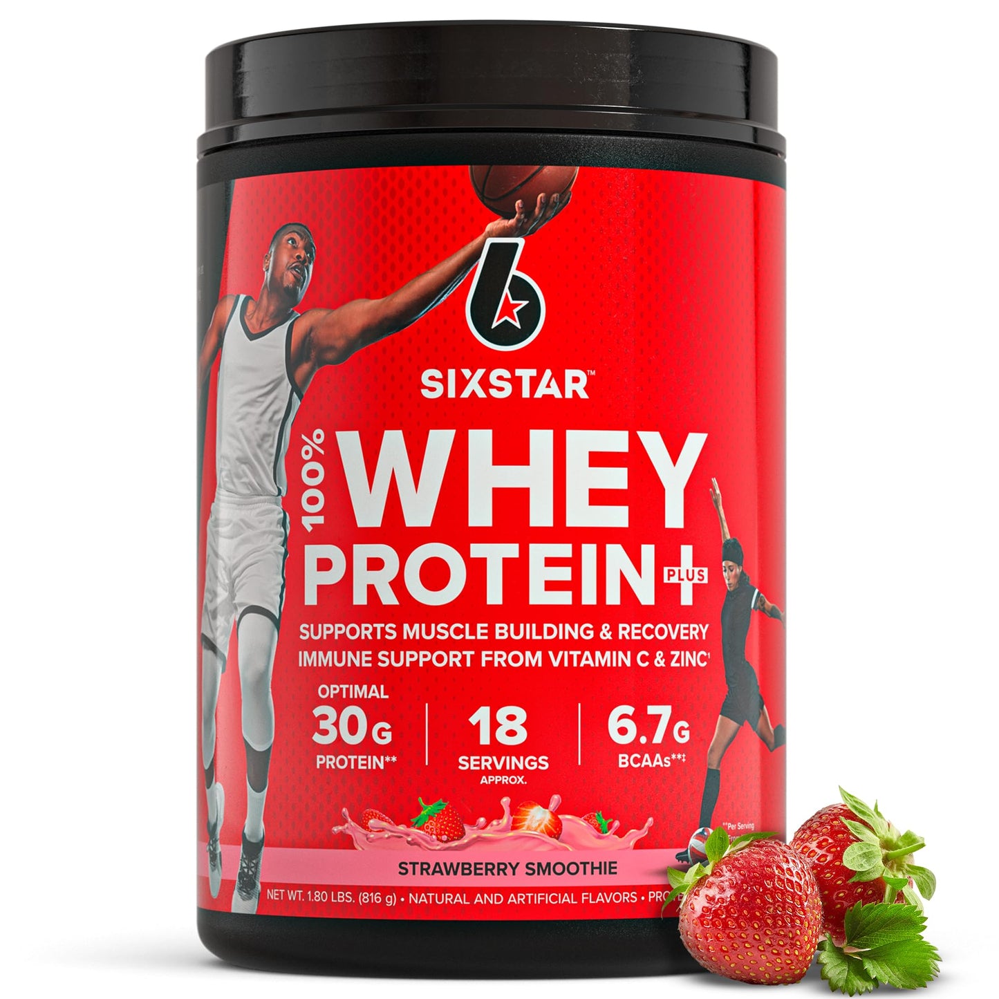 Six Star Whey Protein Powder Plus - Muscle Building & Recovery Formula with Whey Isolate Powder, BCAAs, 30g Protein, Immune Support - Post-Workout Supplement - Triple Chocolate, 1.8 lbs