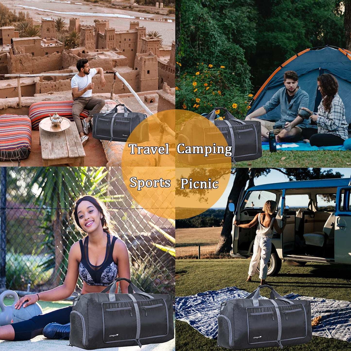 Woogwin Travel Duffel Bag Large Foldable Waterproof Overnight Bag for Beach Swim Bags Pool Sports Gym