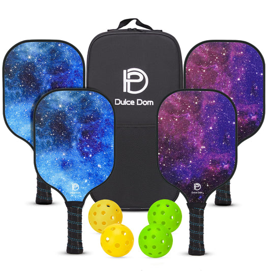DULCE DOM Pickleball Paddles Set of 2/4 - USAPA Approved, Fiberglass/Carbon Fiber Pickleball Racket with 4 Indoor Outdoor Pickleball Balls and Pickleball Bag, Ideal Pickleball Training Equipment