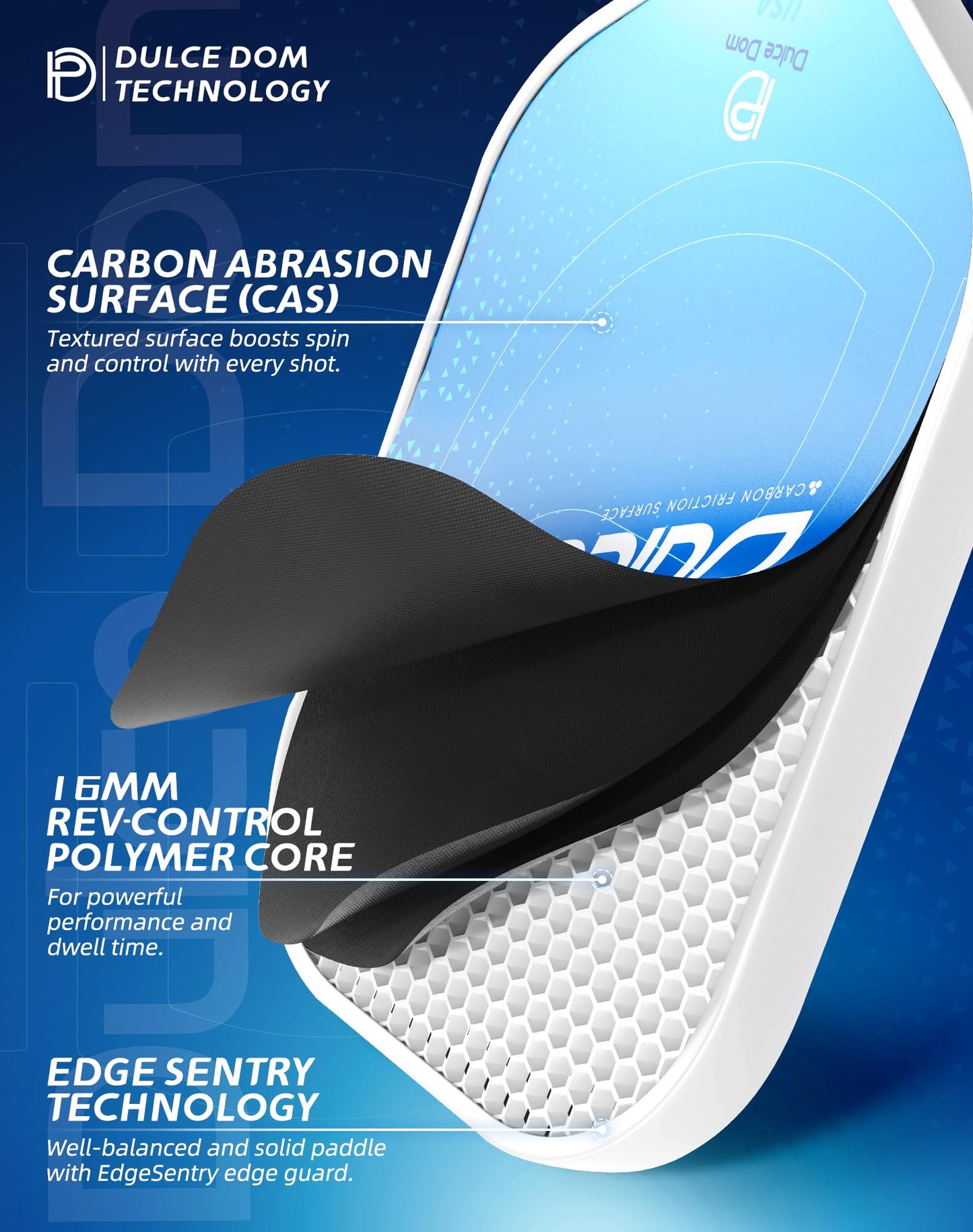 DULCE DOM Pickleball Paddles Set of 2/4 - USAPA Approved, Fiberglass/Carbon Fiber Pickleball Racket with 4 Indoor Outdoor Pickleball Balls and Pickleball Bag, Ideal Pickleball Training Equipment