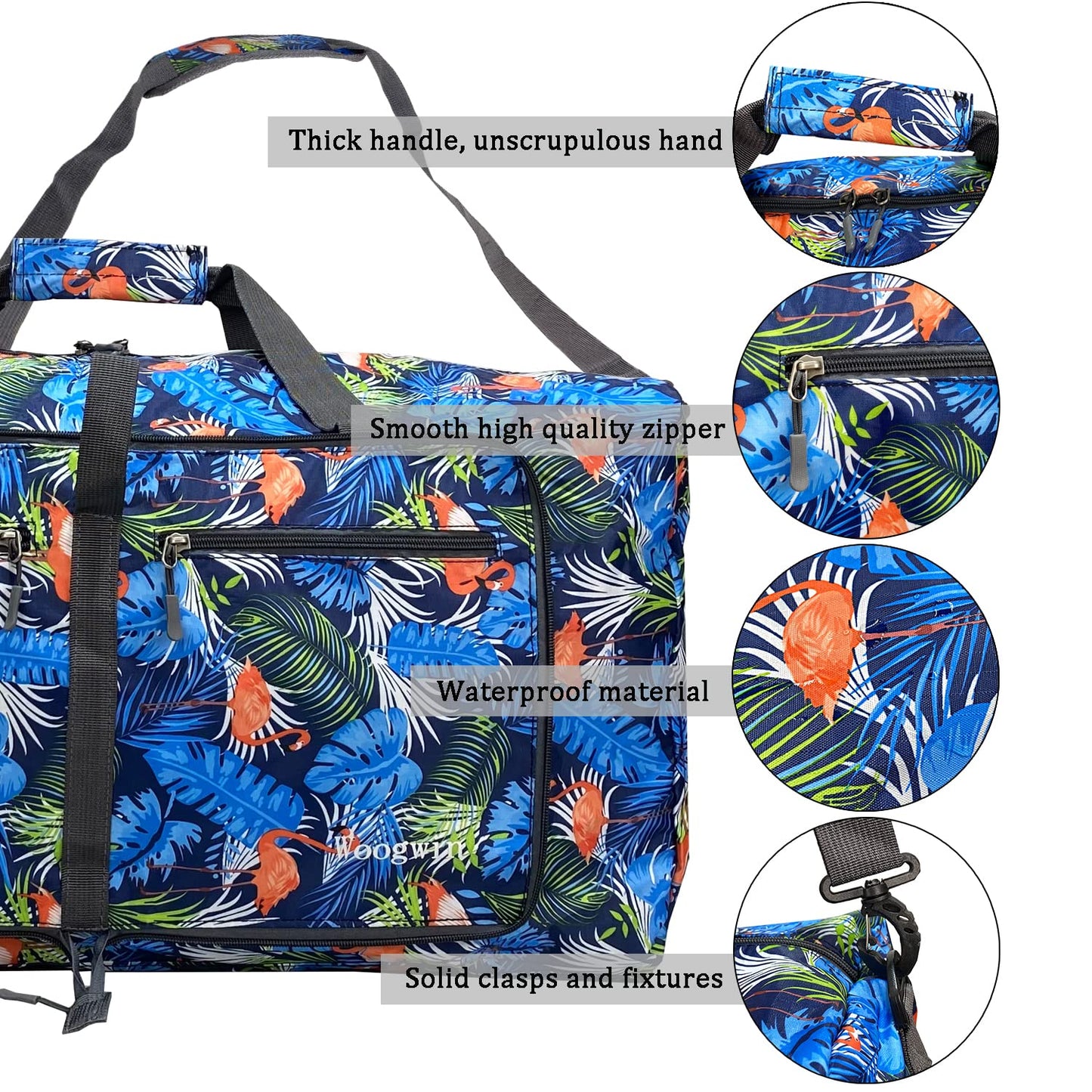Woogwin Travel Duffel Bag Large Foldable Waterproof Overnight Bag for Beach Swim Bags Pool Sports Gym