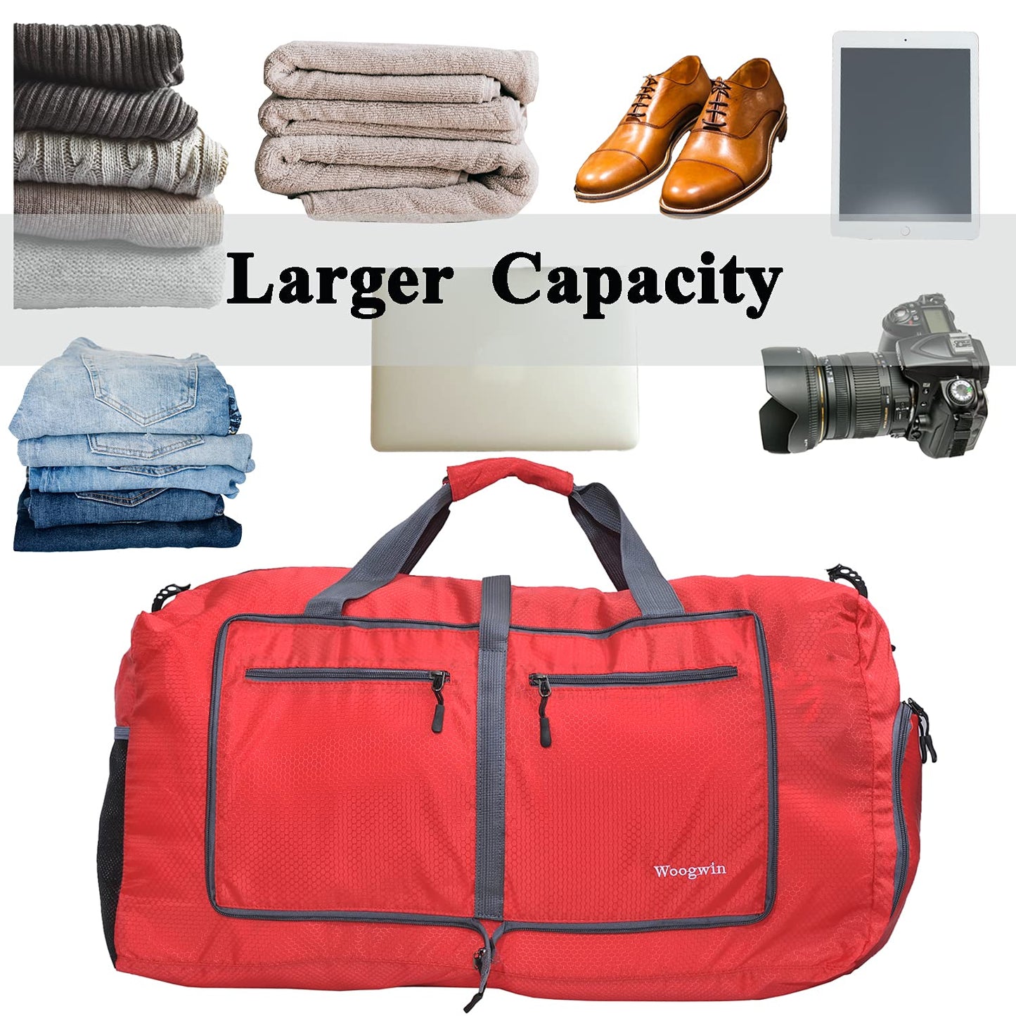 Woogwin Travel Duffel Bag Large Foldable Waterproof Overnight Bag for Beach Swim Bags Pool Sports Gym