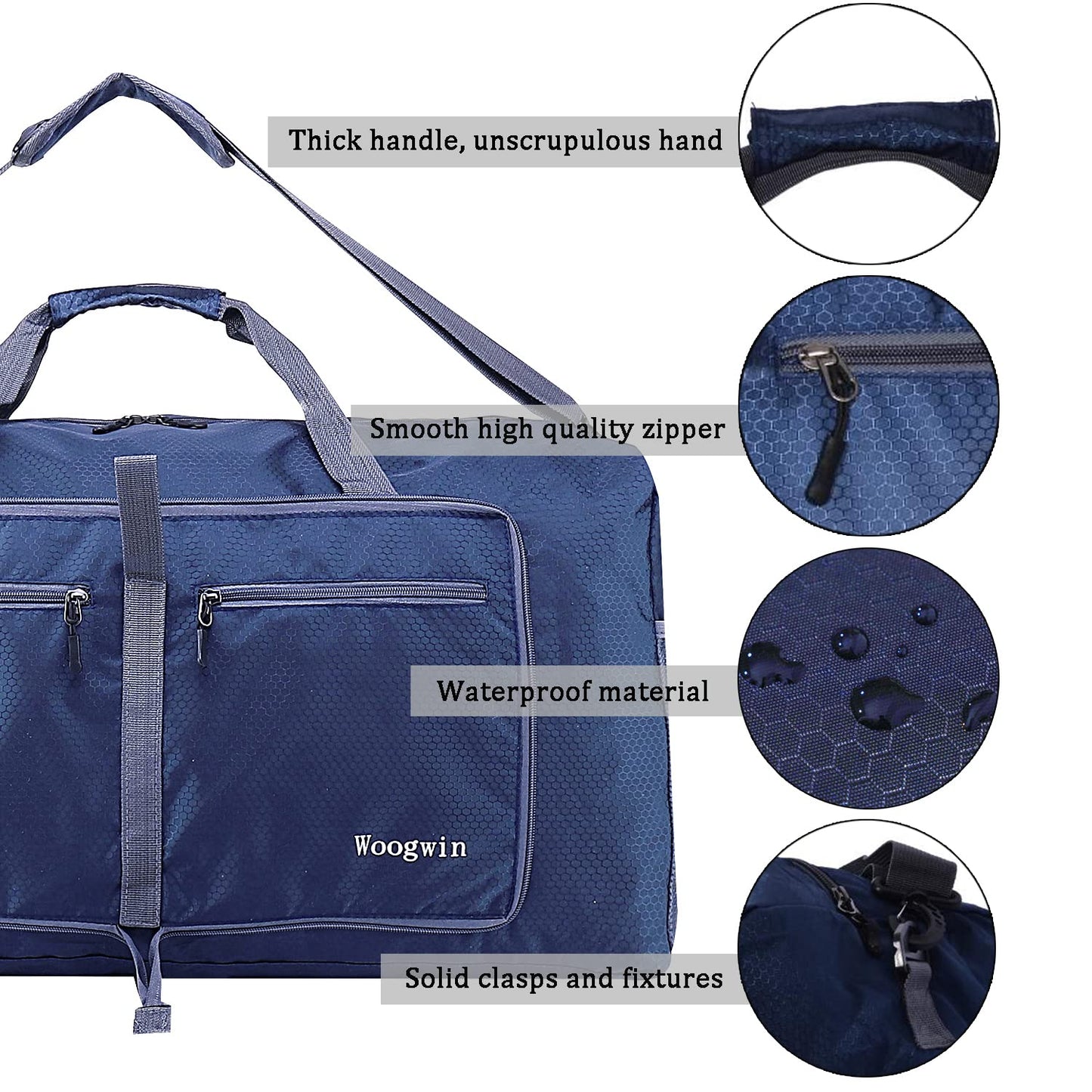 Woogwin Travel Duffel Bag Large Foldable Waterproof Overnight Bag for Beach Swim Bags Pool Sports Gym