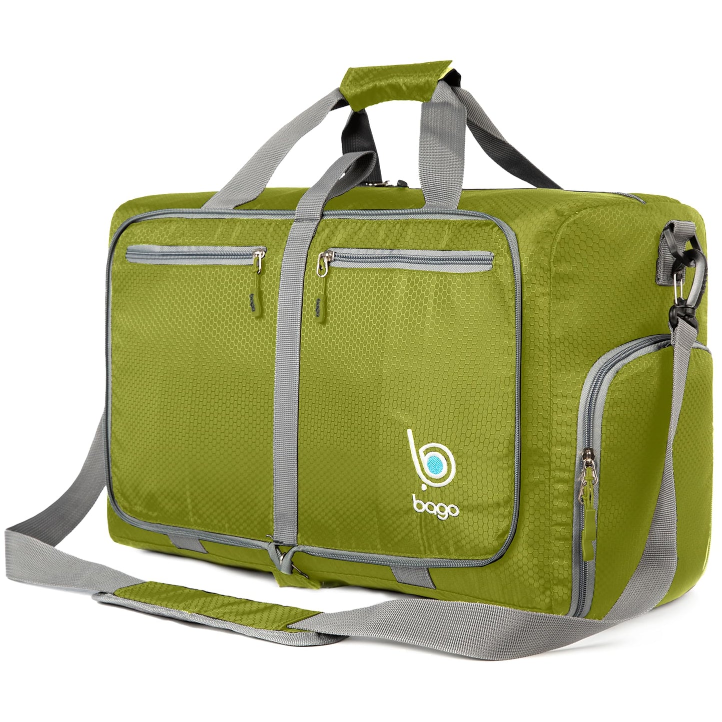 Bago Foldable Duffel Bags for Traveling Women & Men - 40L Sports Packable Duffle Bag for Travel with Shoe Compartment - Water Repellant, Heavy Duty, Lightweight Folding & Collapsible (SnowPink)