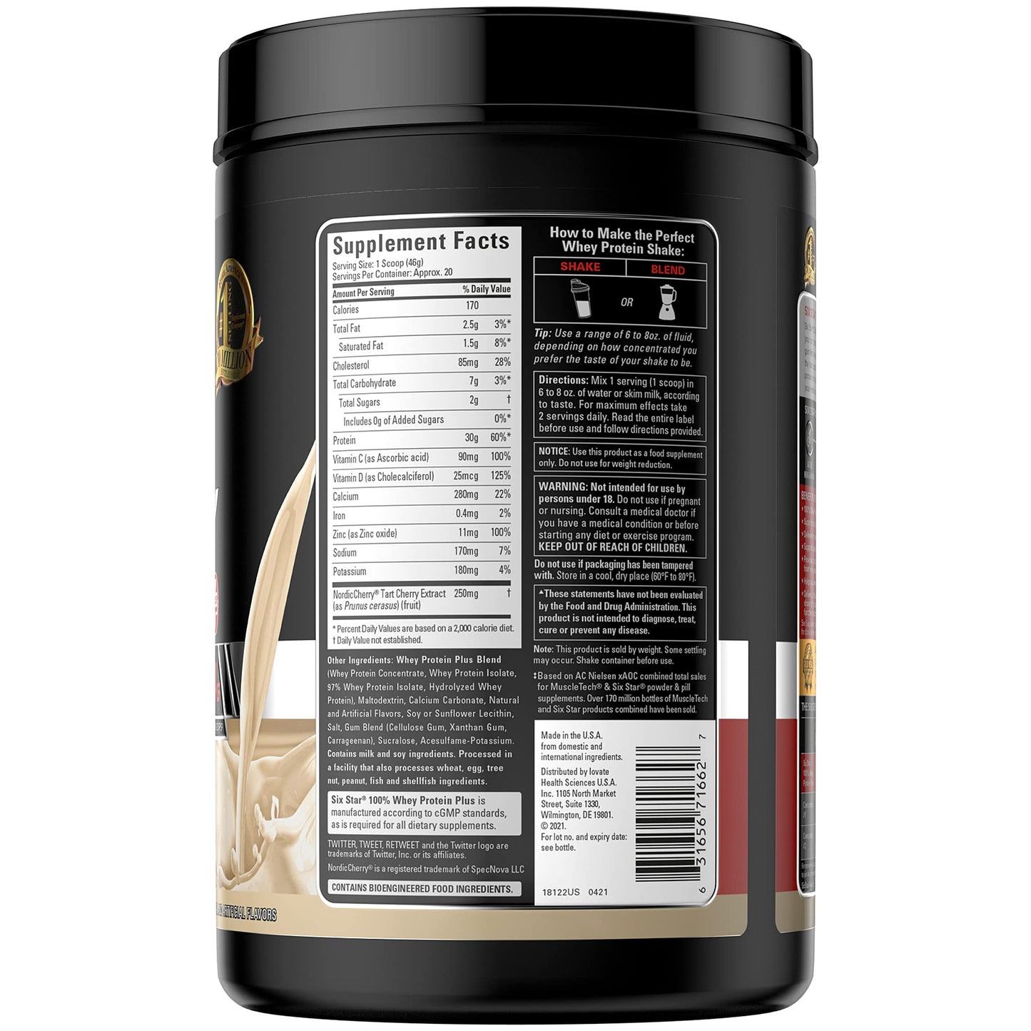 Six Star Whey Protein Powder Plus - Muscle Building & Recovery Formula with Whey Isolate Powder, BCAAs, 30g Protein, Immune Support - Post-Workout Supplement - Triple Chocolate, 1.8 lbs