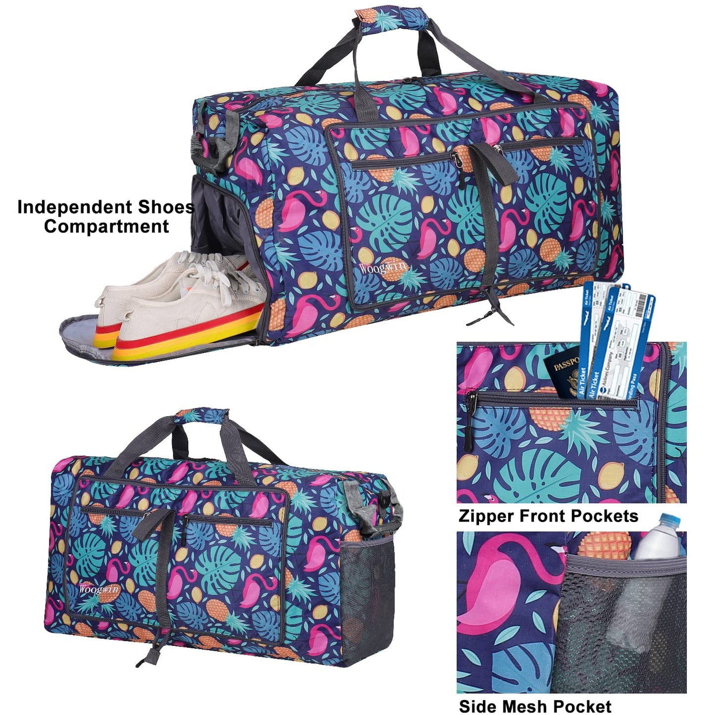 Woogwin Travel Duffel Bag Large Foldable Waterproof Overnight Bag for Beach Swim Bags Pool Sports Gym