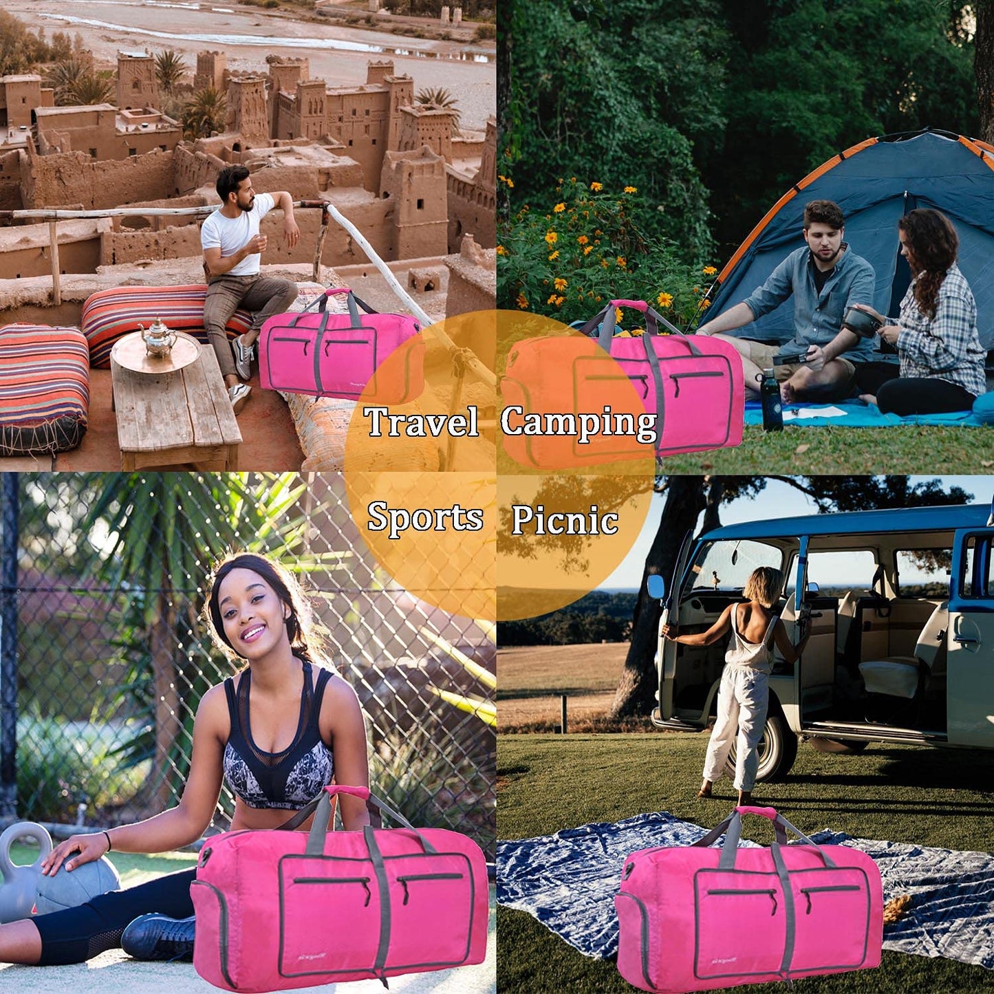 Woogwin Travel Duffel Bag Large Foldable Waterproof Overnight Bag for Beach Swim Bags Pool Sports Gym