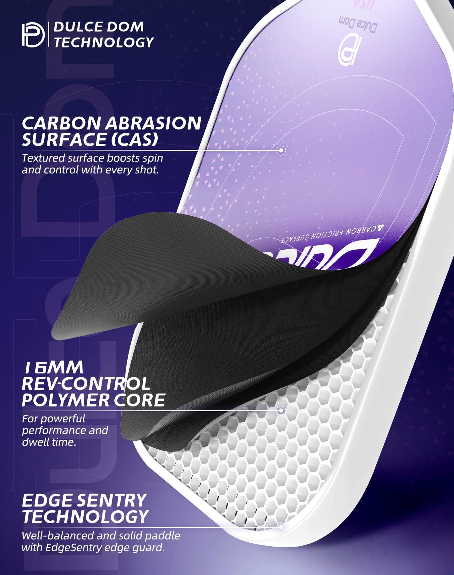 DULCE DOM Pickleball Paddles Set of 2/4 - USAPA Approved, Fiberglass/Carbon Fiber Pickleball Racket with 4 Indoor Outdoor Pickleball Balls and Pickleball Bag, Ideal Pickleball Training Equipment