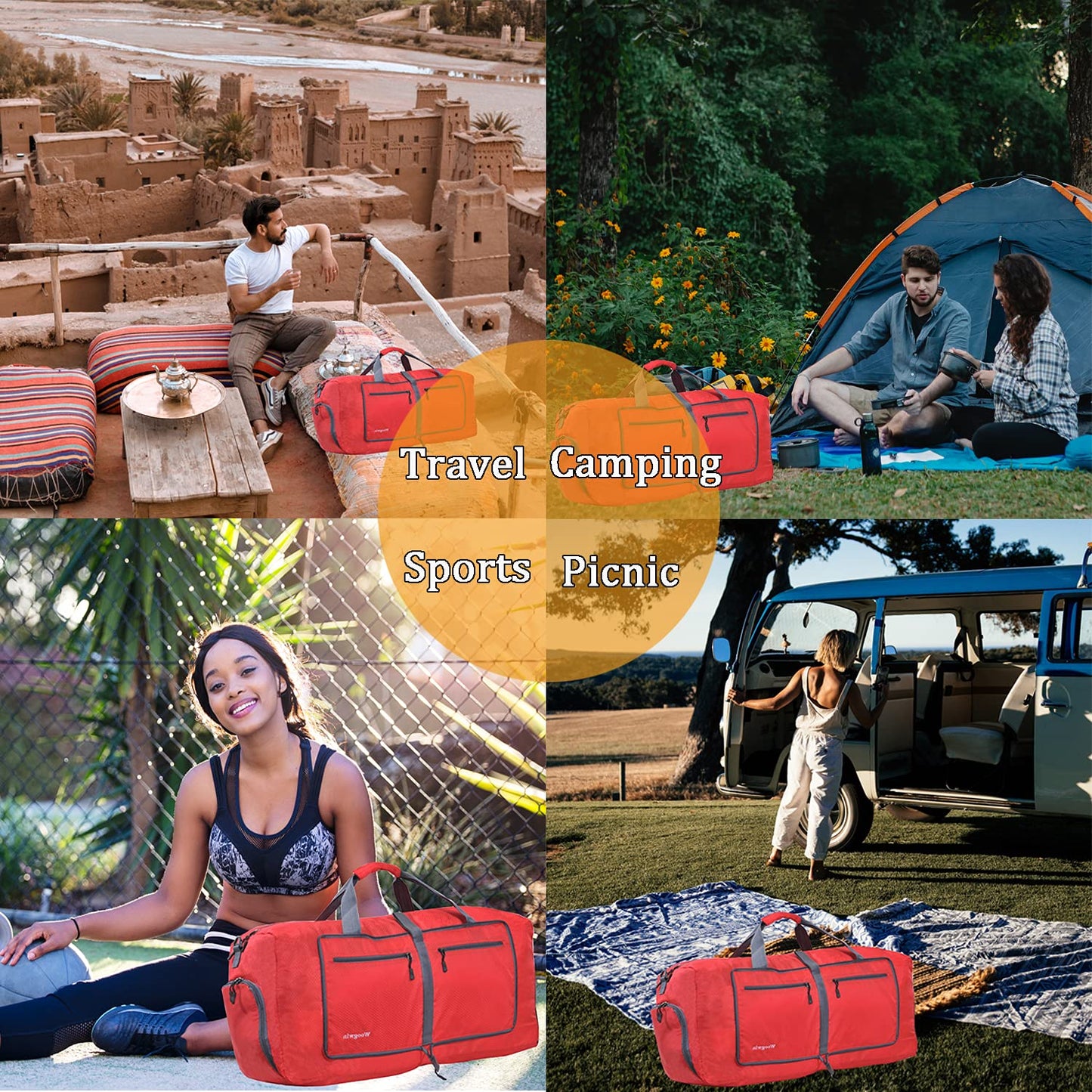 Woogwin Travel Duffel Bag Large Foldable Waterproof Overnight Bag for Beach Swim Bags Pool Sports Gym