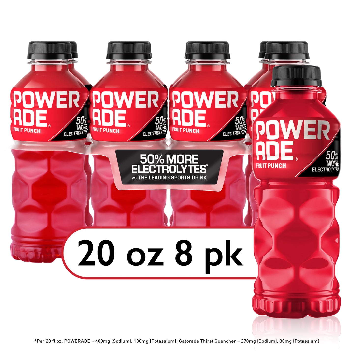 Powerade Fruit Punch, Electrolyte Enhanced Sports Drink, 20 Fl Oz Bottles, 8 Pack