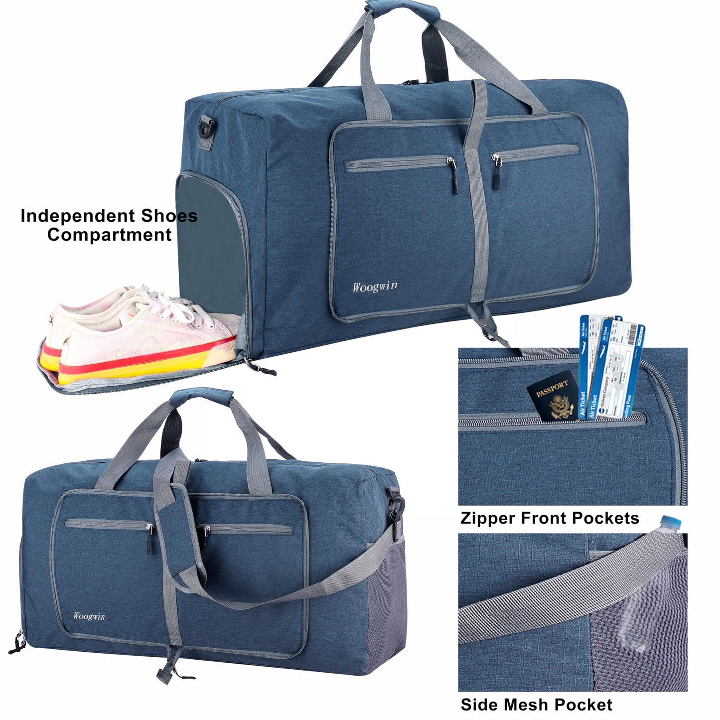 Woogwin Travel Duffel Bag Large Foldable Waterproof Overnight Bag for Beach Swim Bags Pool Sports Gym