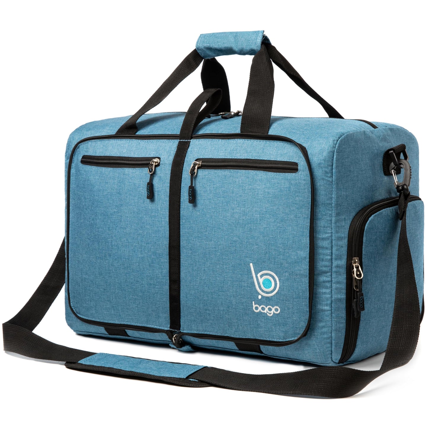 Bago Foldable Duffel Bags for Traveling Women & Men - 40L Sports Packable Duffle Bag for Travel with Shoe Compartment - Water Repellant, Heavy Duty, Lightweight Folding & Collapsible (SnowPink)