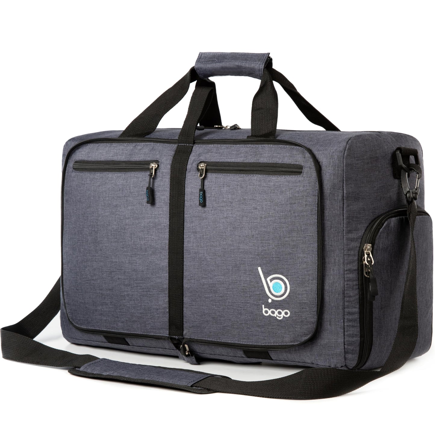 Bago Foldable Duffel Bags for Traveling Women & Men - 40L Sports Packable Duffle Bag for Travel with Shoe Compartment - Water Repellant, Heavy Duty, Lightweight Folding & Collapsible (SnowPink)