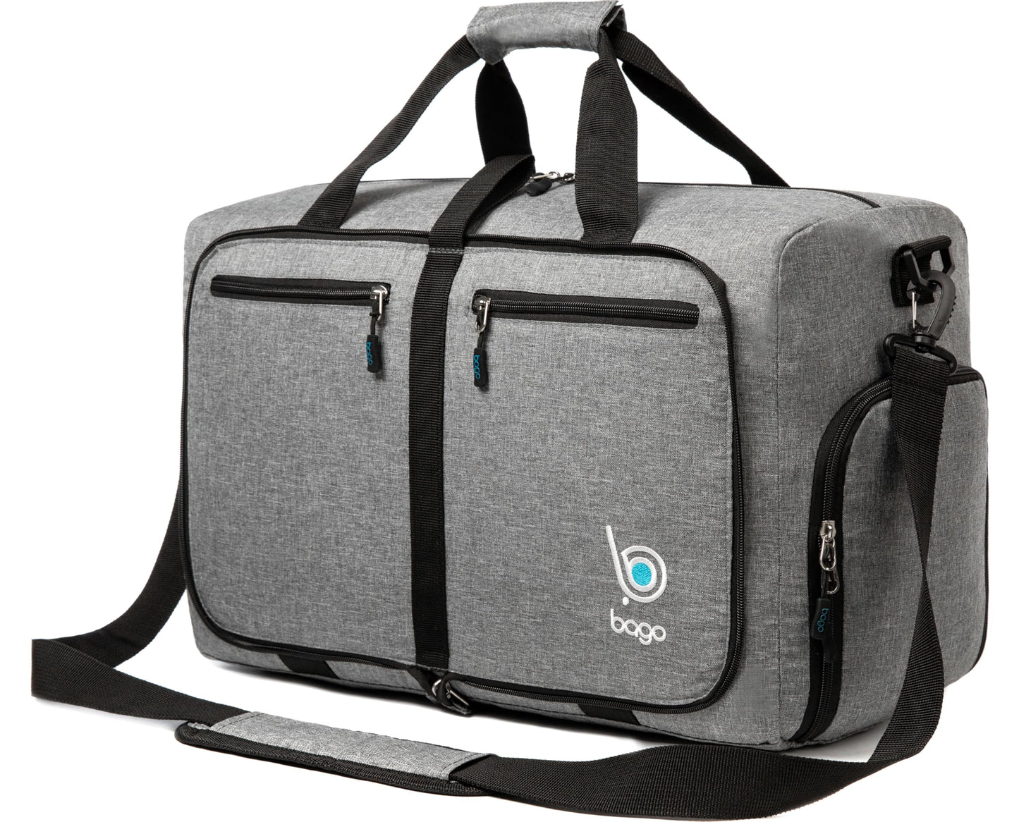 Bago Foldable Duffel Bags for Traveling Women & Men - 40L Sports Packable Duffle Bag for Travel with Shoe Compartment - Water Repellant, Heavy Duty, Lightweight Folding & Collapsible (SnowPink)