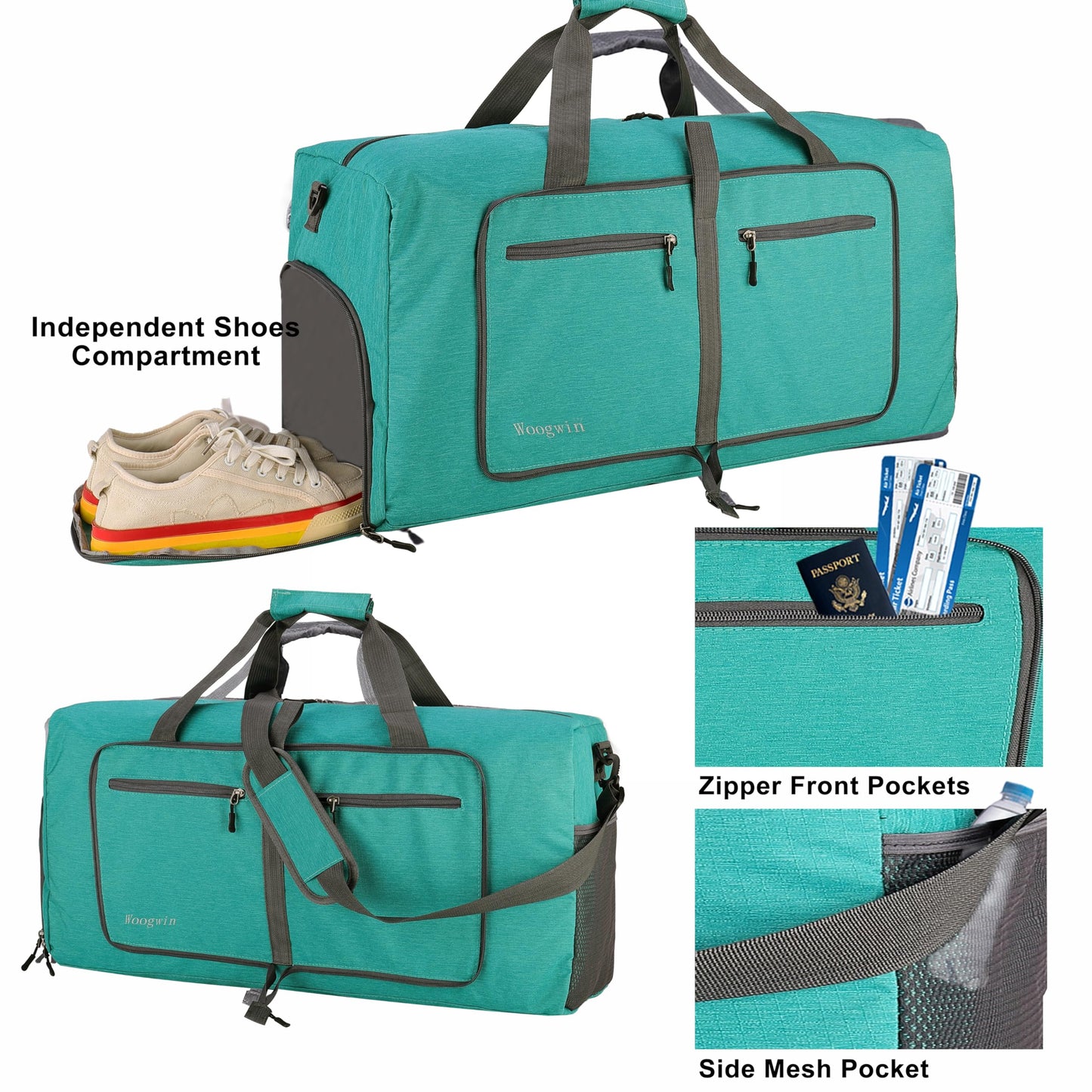 Woogwin Travel Duffel Bag Large Foldable Waterproof Overnight Bag for Beach Swim Bags Pool Sports Gym