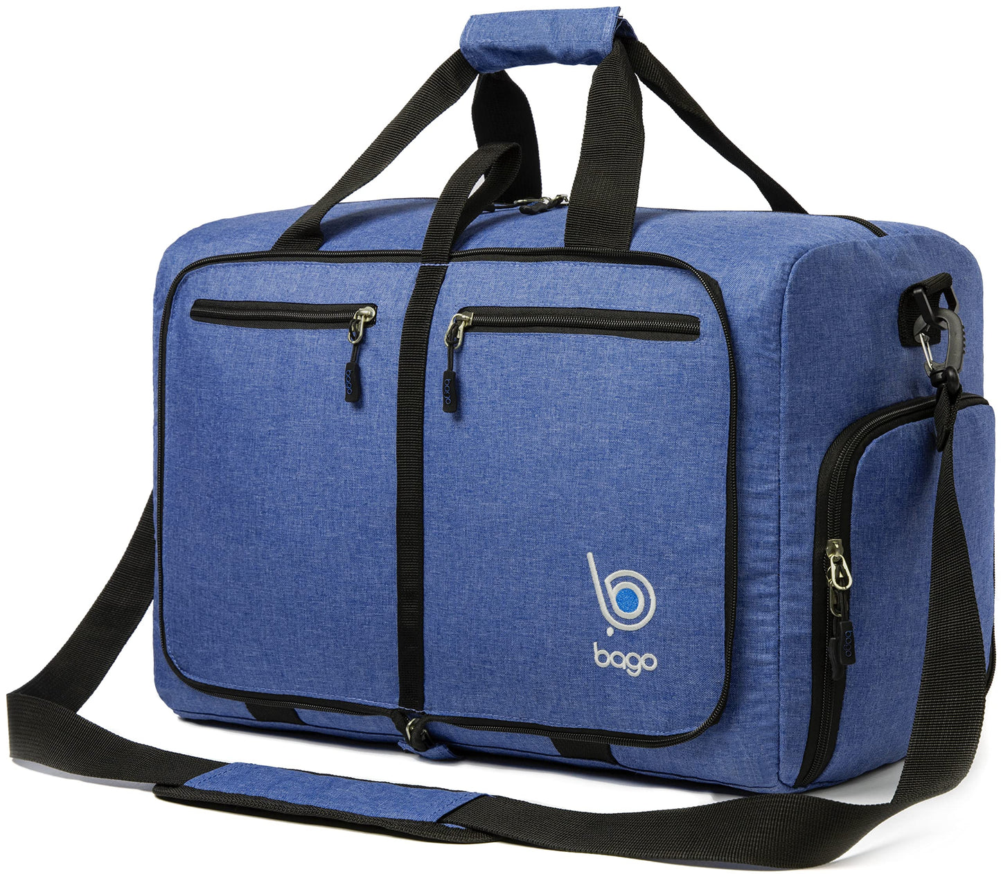 Bago Foldable Duffel Bags for Traveling Women & Men - 40L Sports Packable Duffle Bag for Travel with Shoe Compartment - Water Repellant, Heavy Duty, Lightweight Folding & Collapsible (SnowPink)