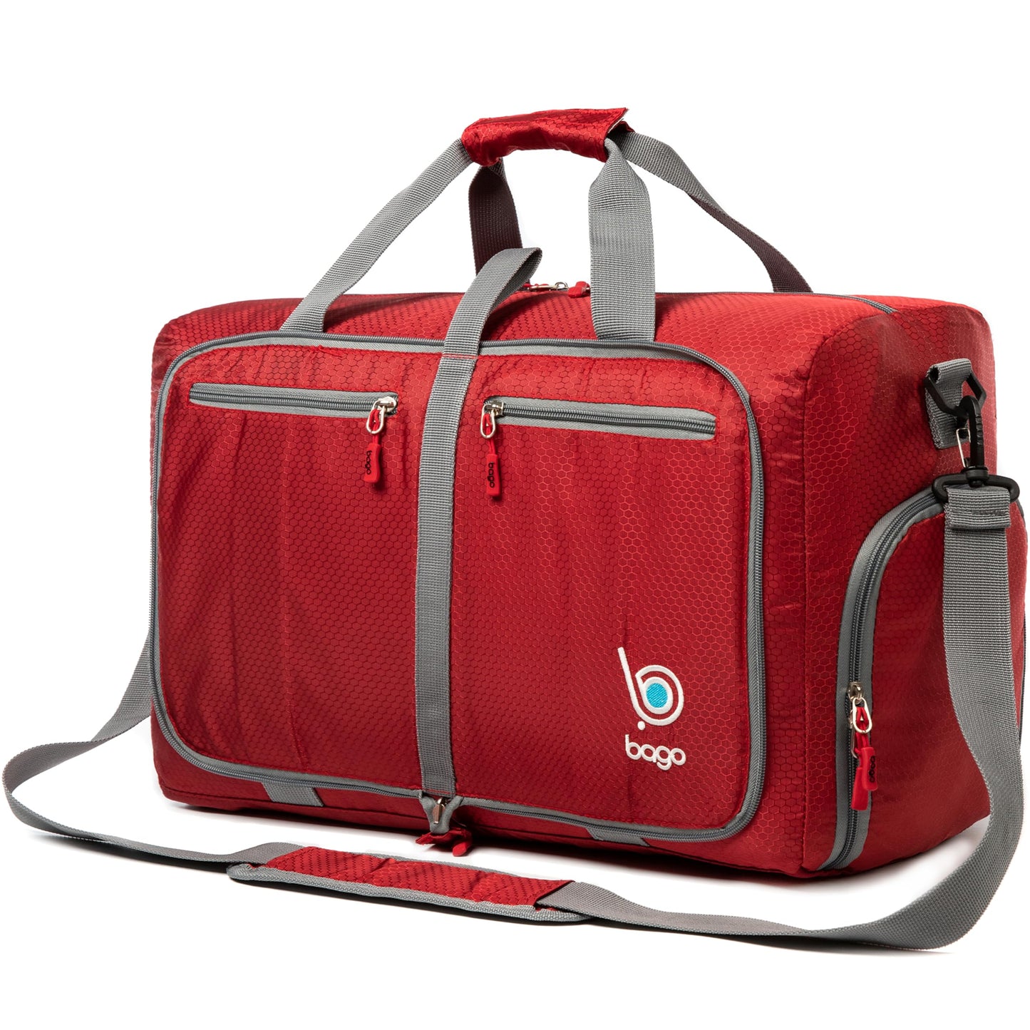 Bago Foldable Duffel Bags for Traveling Women & Men - 40L Sports Packable Duffle Bag for Travel with Shoe Compartment - Water Repellant, Heavy Duty, Lightweight Folding & Collapsible (SnowPink)